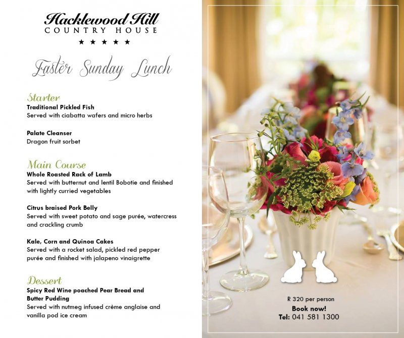 Easter Sunday Lunch at Hacklewood Hill Country House