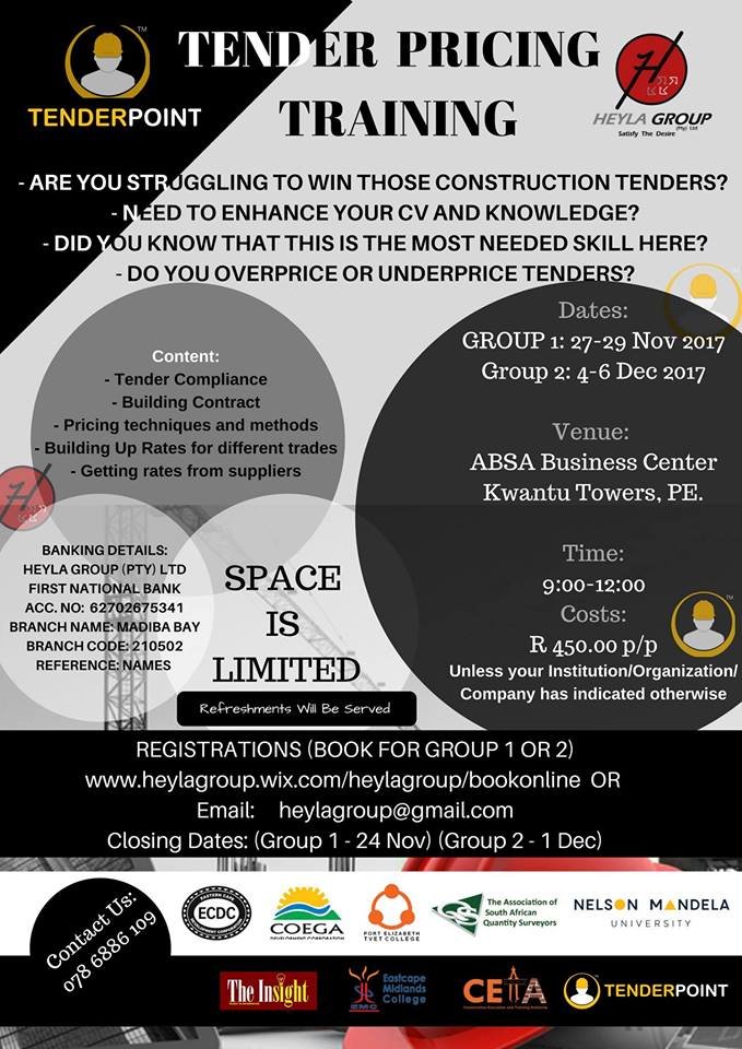 Event Tender Pricing Training Nelson Mandela Bay (Port Elizabeth)